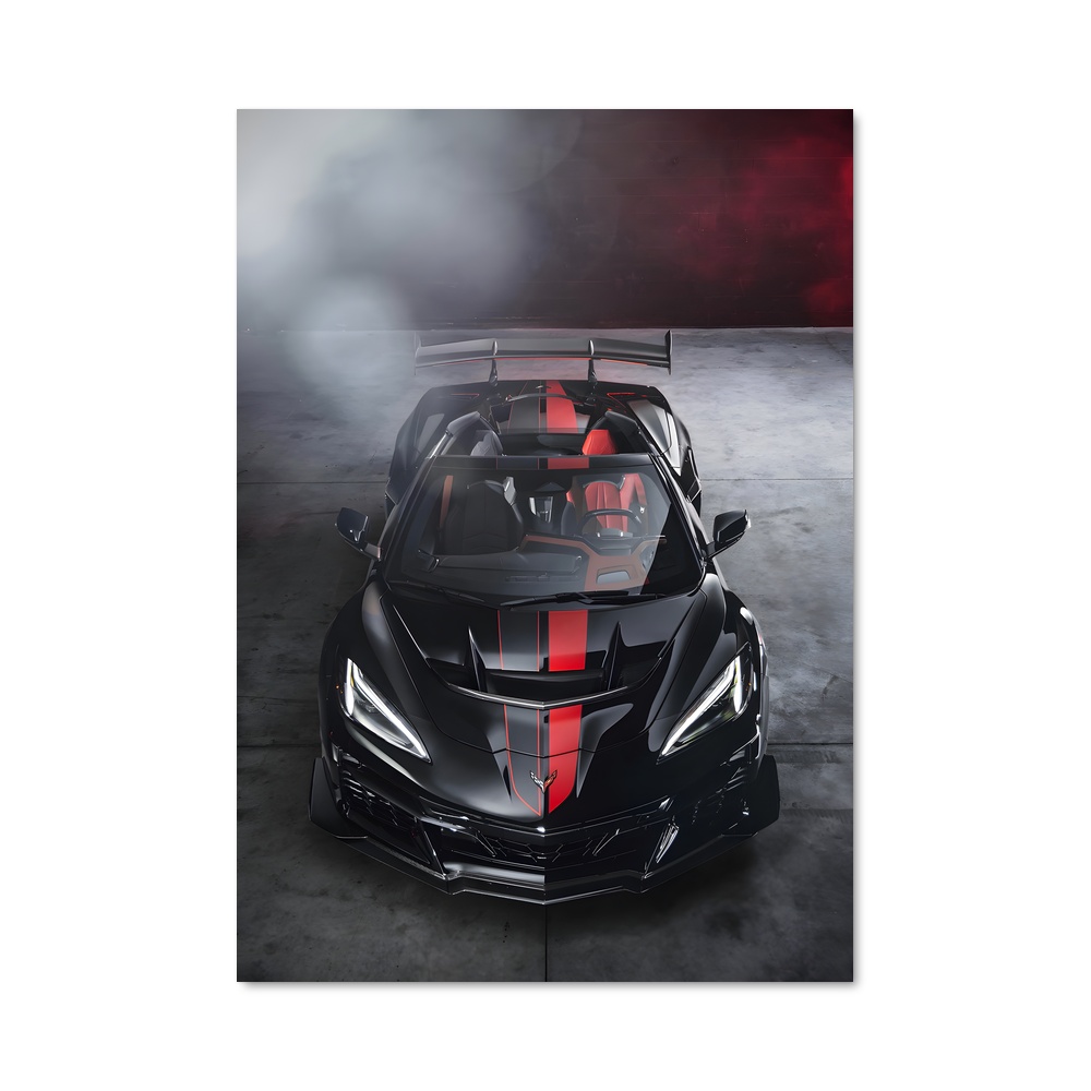 Poster Corvette Noire et Rouge